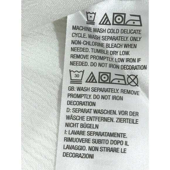 Susan Graver Tunic Top L White Blue Embroidered Boho Cottage V-Neck Rope Tassels - Picture 6 of 11